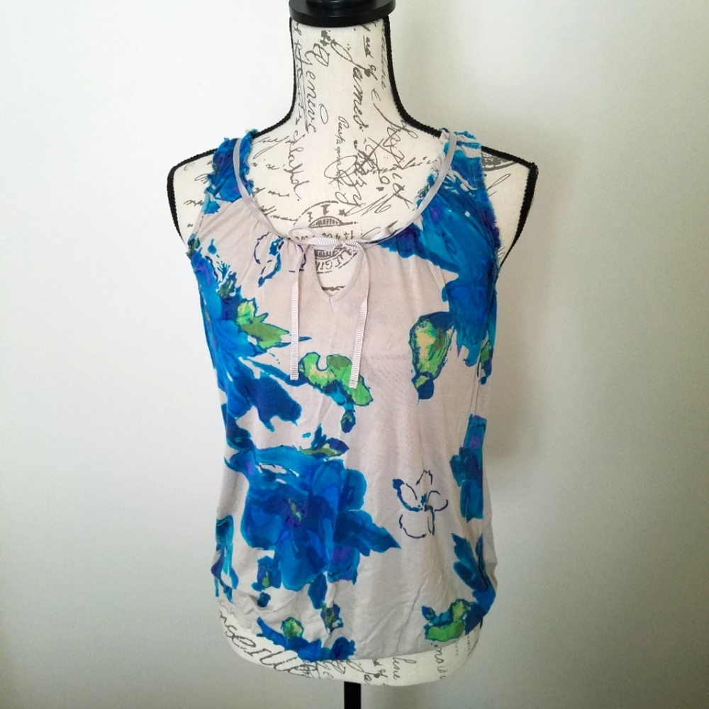 Old Navy Womens Tank Top Blue Floral Medium